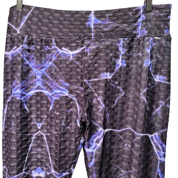 Women's Legging High Waist Lightning Bolt Workout Yoga Pants Blue/Black XX-Large - Picture 3 of 11